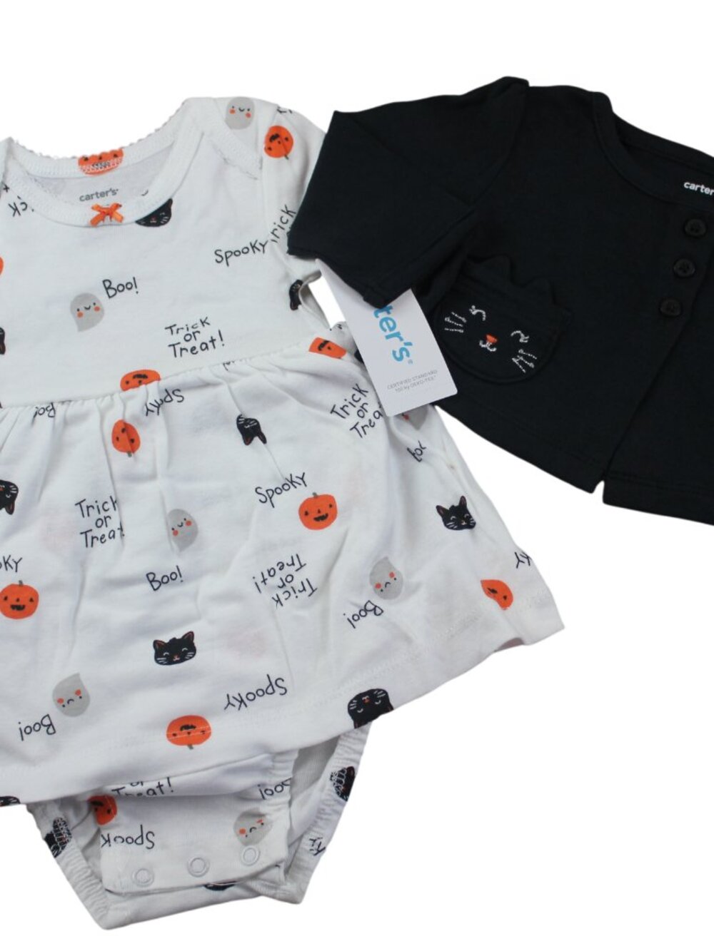Carters Halloween Trick or Treat Dress Cardigan Set NB Newborn 3M Baby Girls NWT